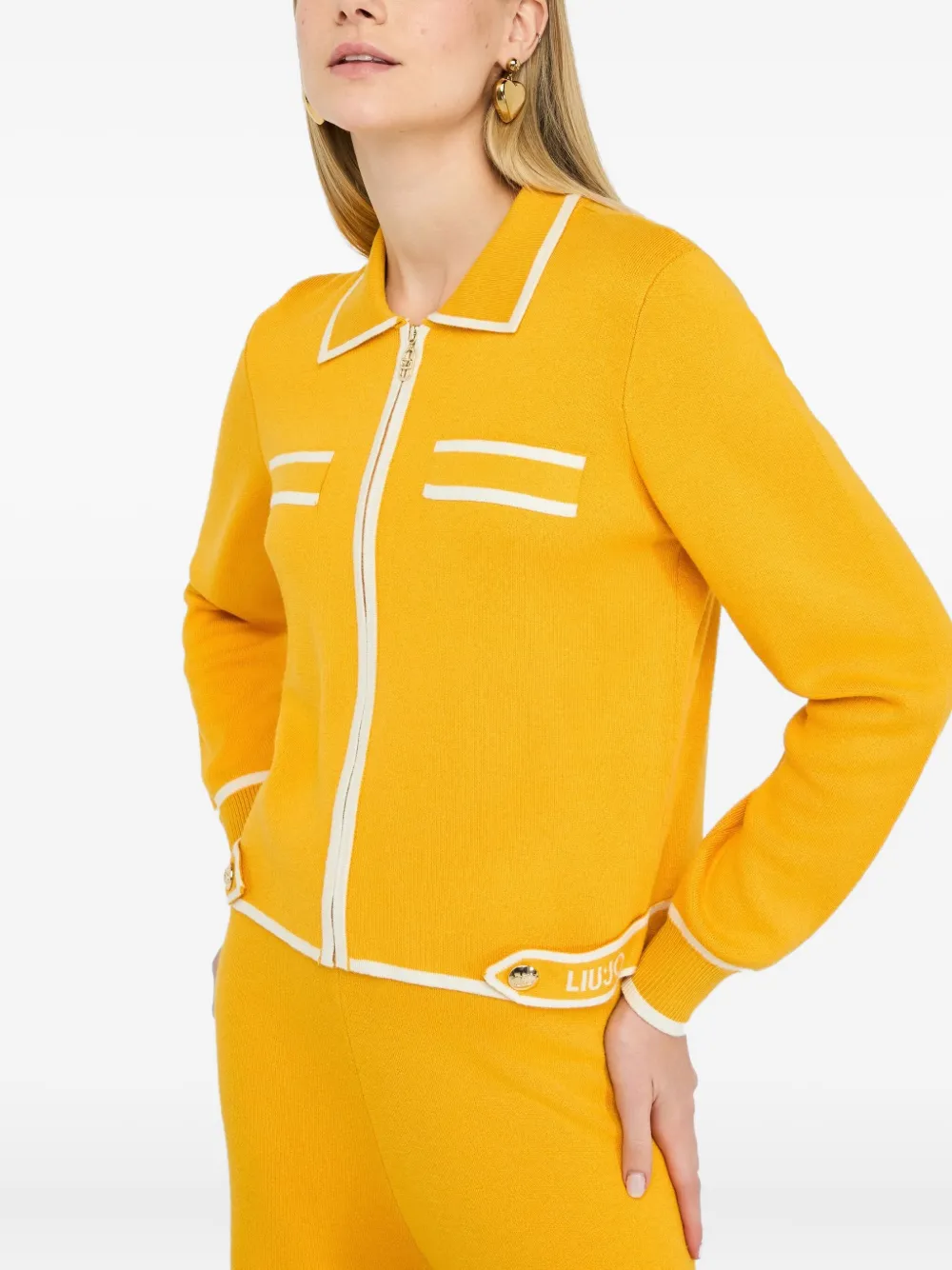 Liu •jo Zip-up Cardigan In Yellow