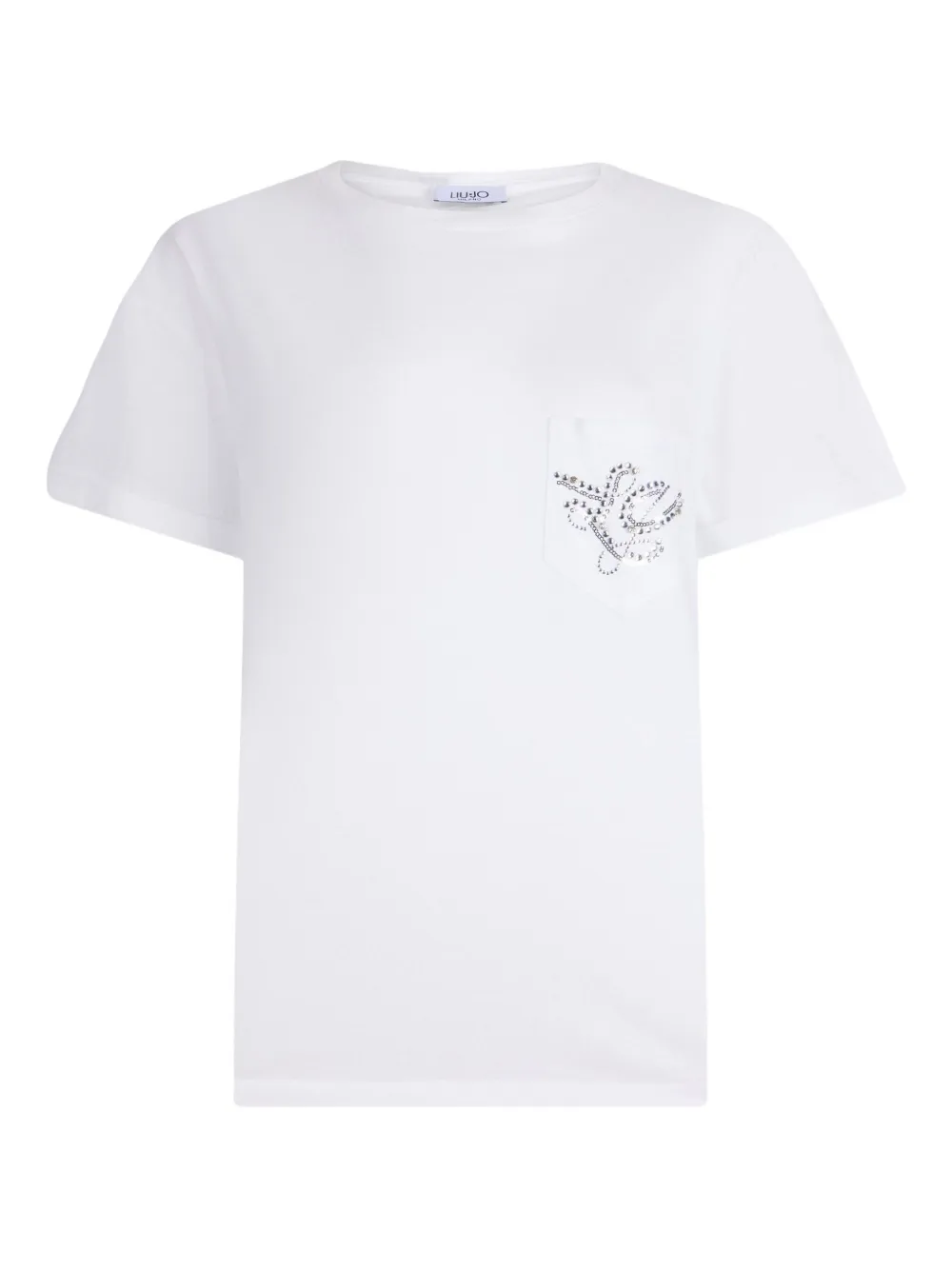 Liu •jo Gem-embellished Pocket T-shirt In White