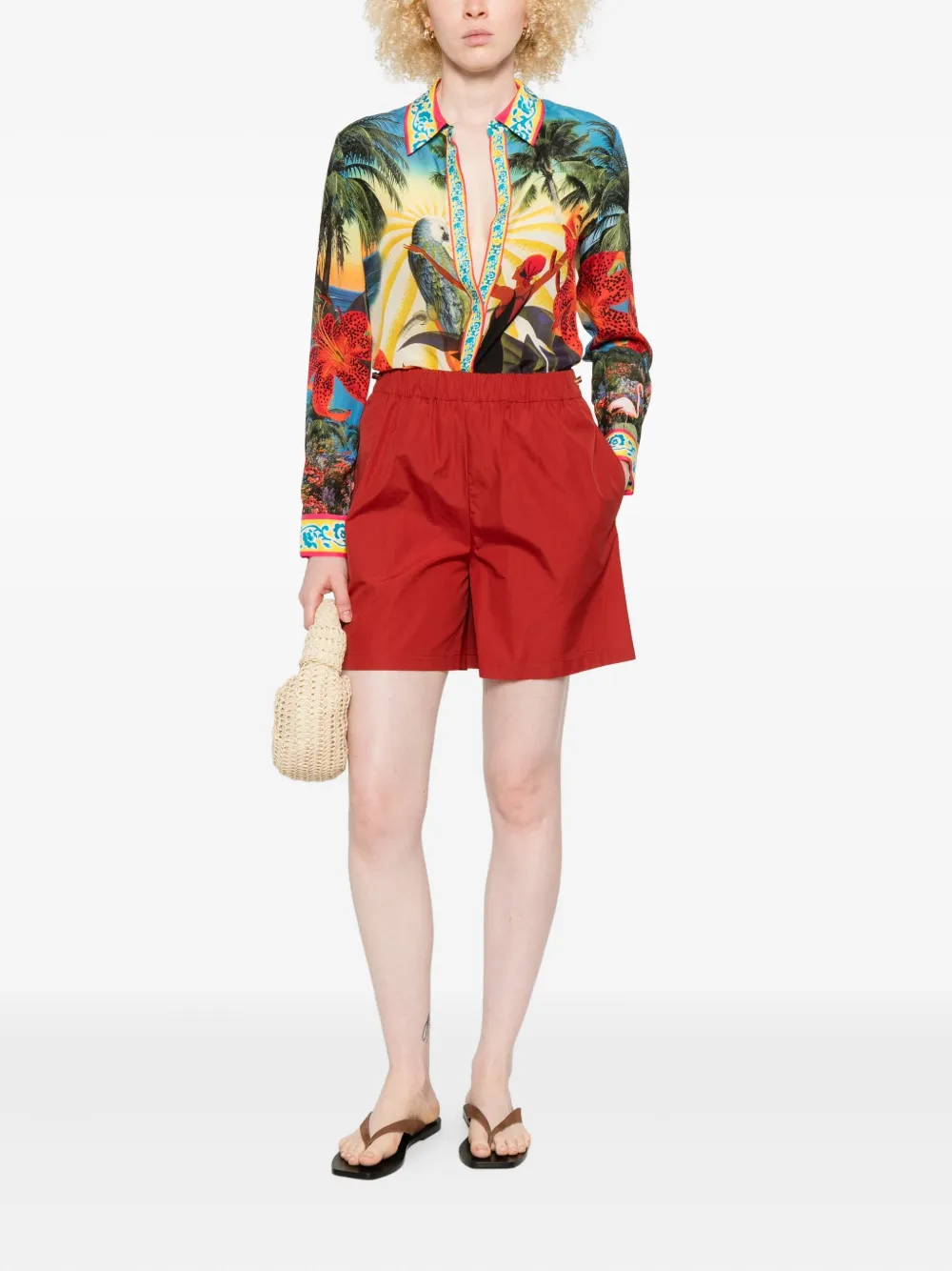 Alice + olivia Willa zijden blouse met tropische print - Groen