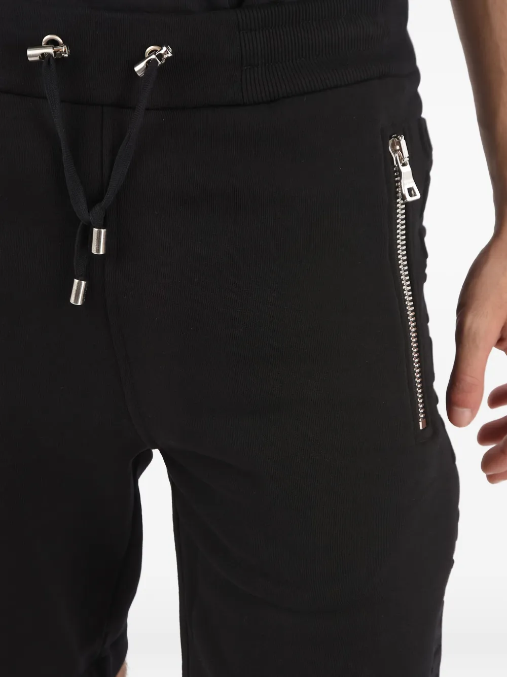 Balmain Shorts met logoband en rits Zwart
