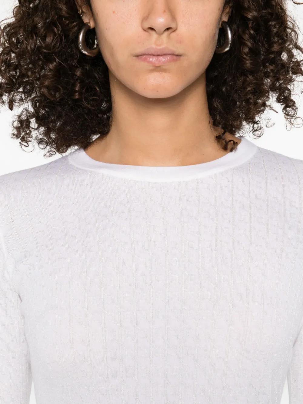 Elisabetta Franchi long-sleeve ribbed sweater Wit