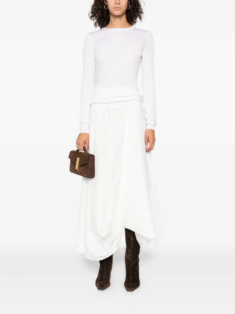 Elisabetta Franchi long-sleeve ribbed sweater Wit