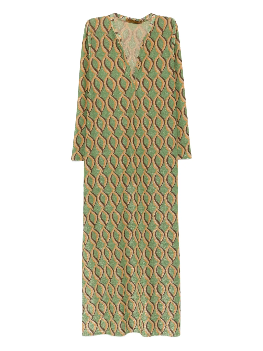 V-neck patterned day dress