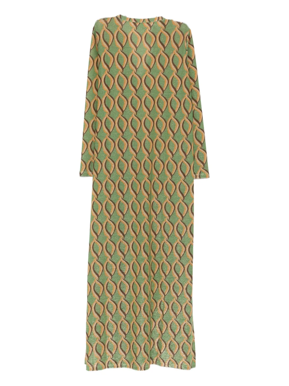 Siyu Jurk met V-hals en patroon - Groen