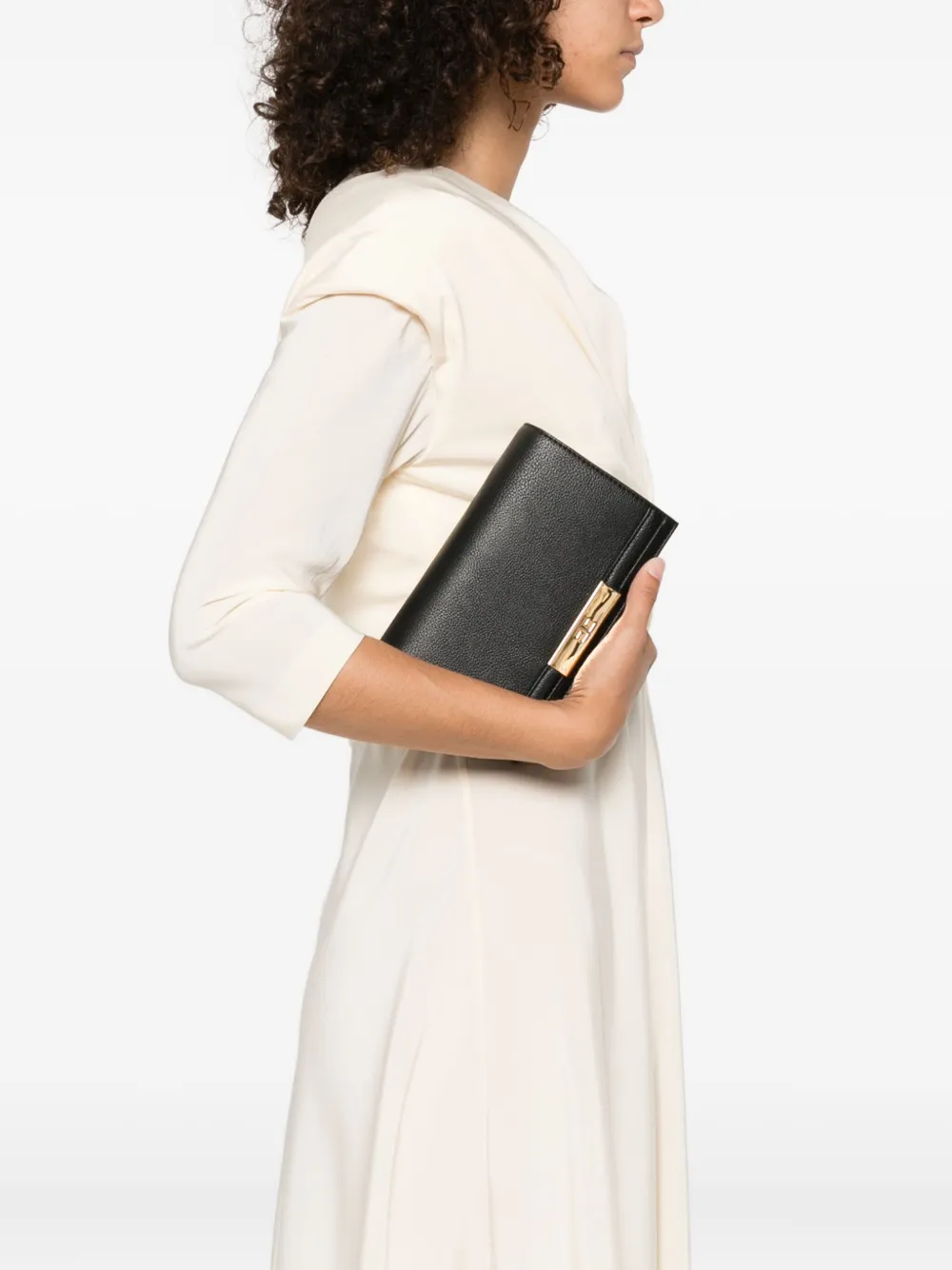 Elisabetta Franchi mini gold-plaque clutch bag Zwart