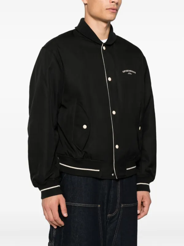 Emporio Armani logo-embroidered Bomber Jacket | Black | FARFETCH