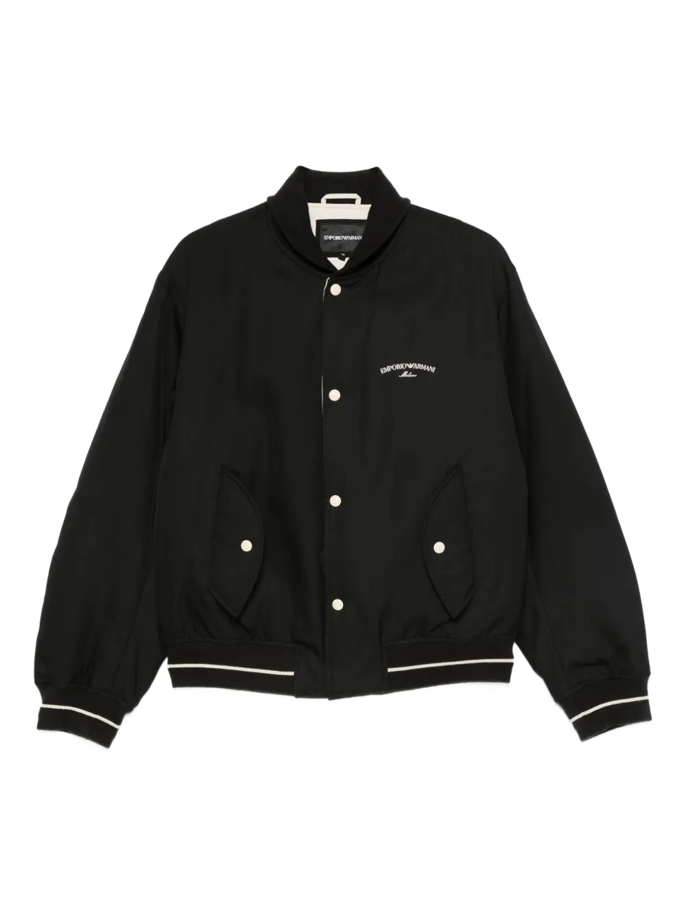 Emporio Armani logo-embroidered bomber jacket - ブラック Emporio Armani logo-embroidered bomber jacket - ブラック