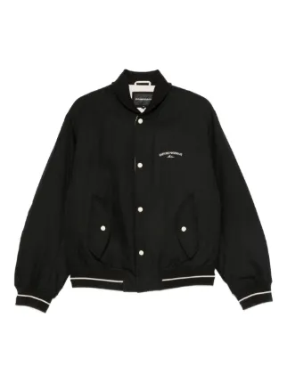 Emporio Armani logo-embroidered Bomber Jacket | Black | FARFETCH