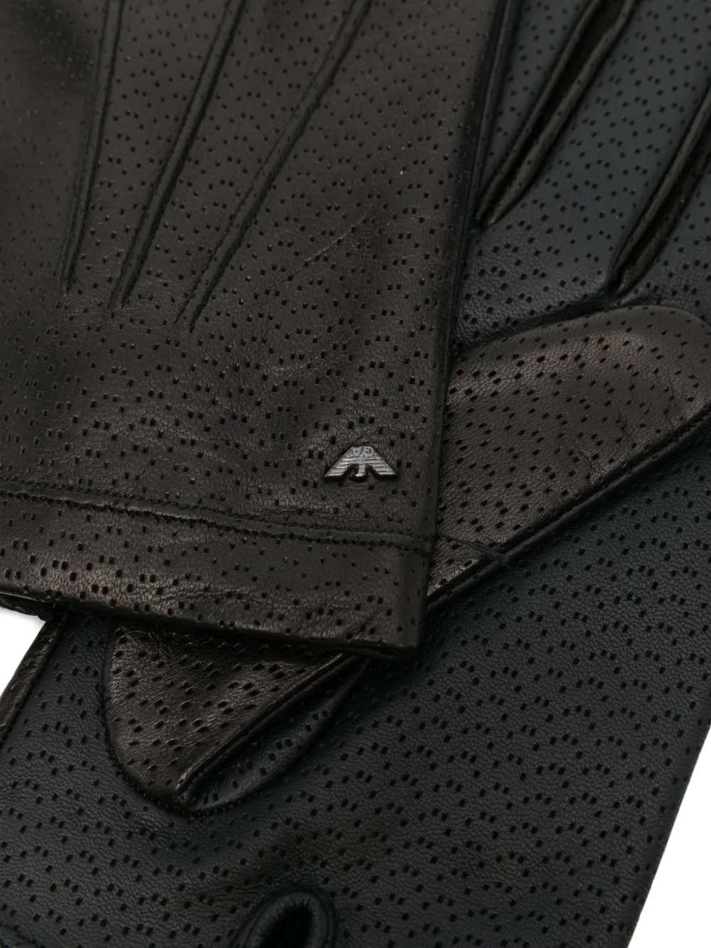 Emporio Armani perforated lambskin gloves Zwart
