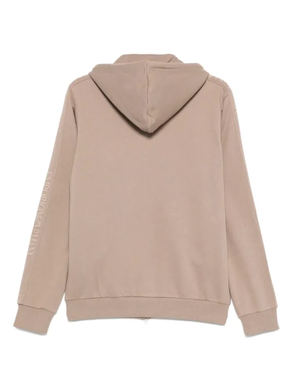 Emporio Armani embroidered-logo Hoodie | Neutrals | FARFETCH ID