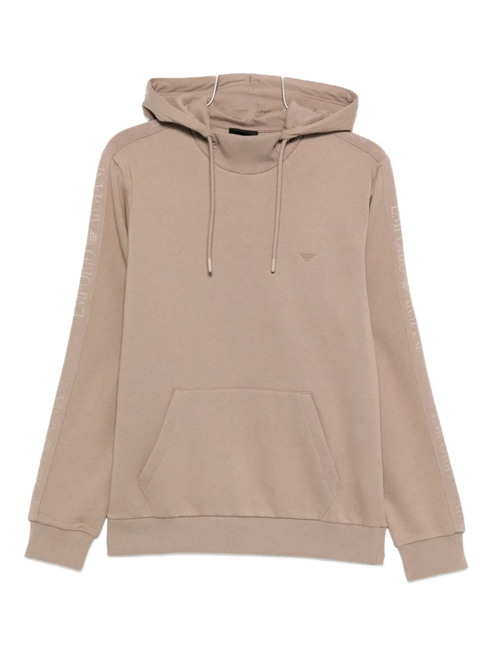 Emporio Armani embroidered-logo hoodie Beige