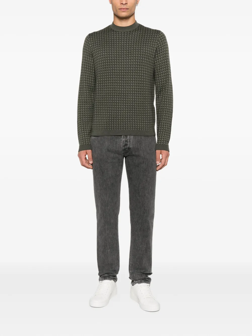 Emporio Armani Wollen trui met geometrisch patroon Groen