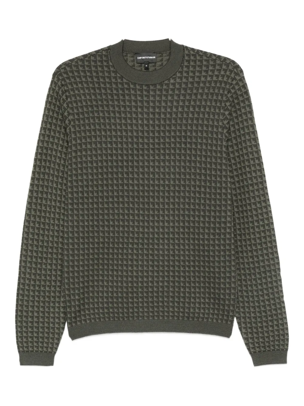 Emporio Armani Mens Squares 06k0 Embossed-pattern Crew-neck Regular-fit Wool Jumper Xxxl In Gray