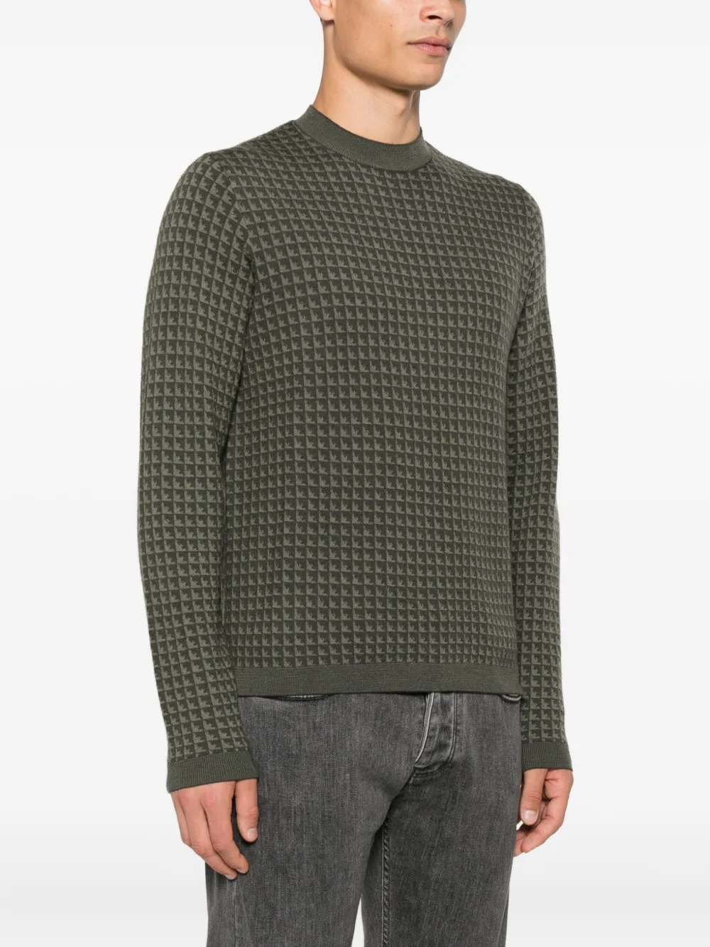 Emporio Armani Wollen trui met geometrisch patroon Groen