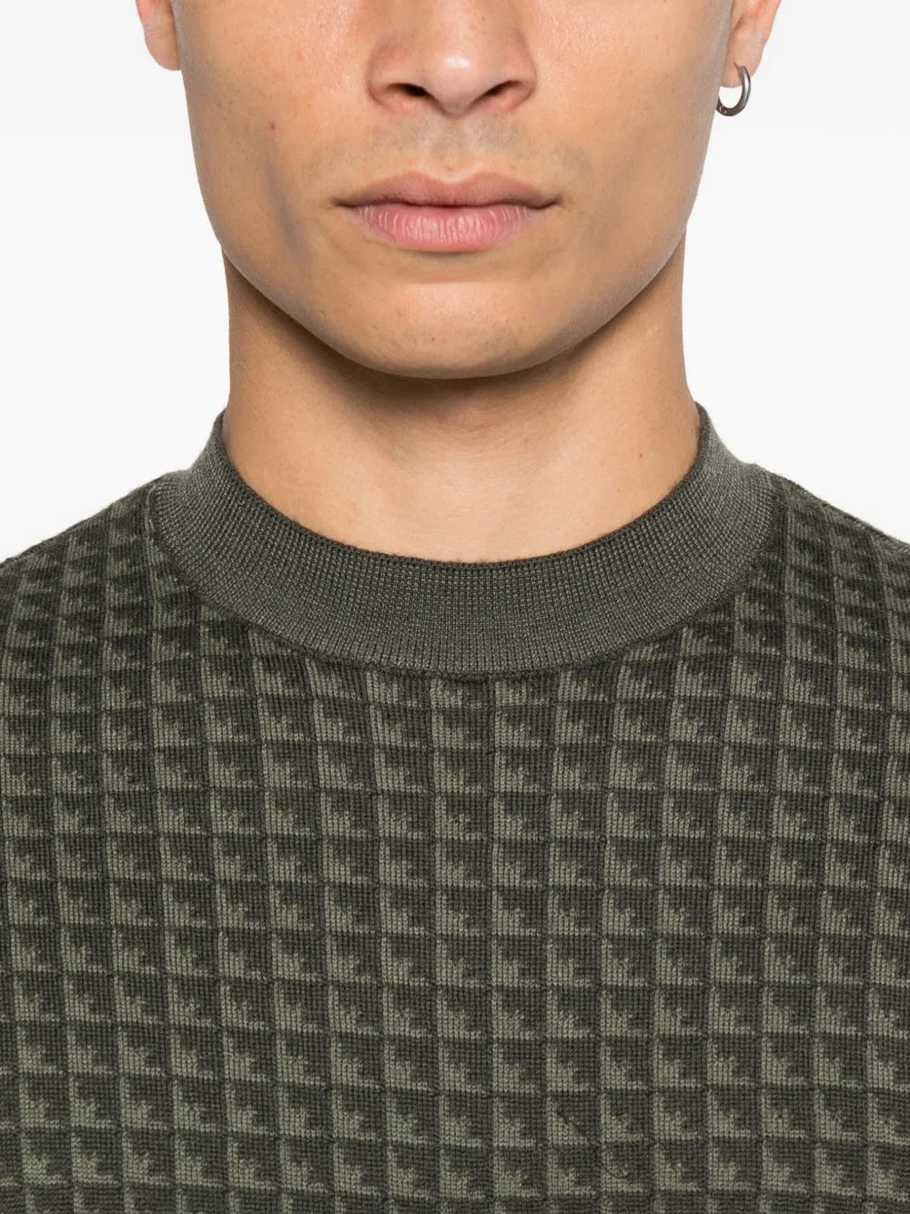 Emporio Armani Wollen trui met geometrisch patroon Groen