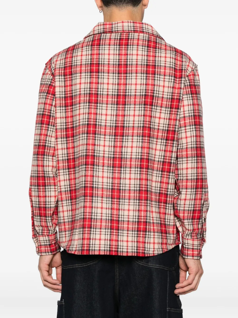 Emporio Armani Geruit wollen overhemd Rood
