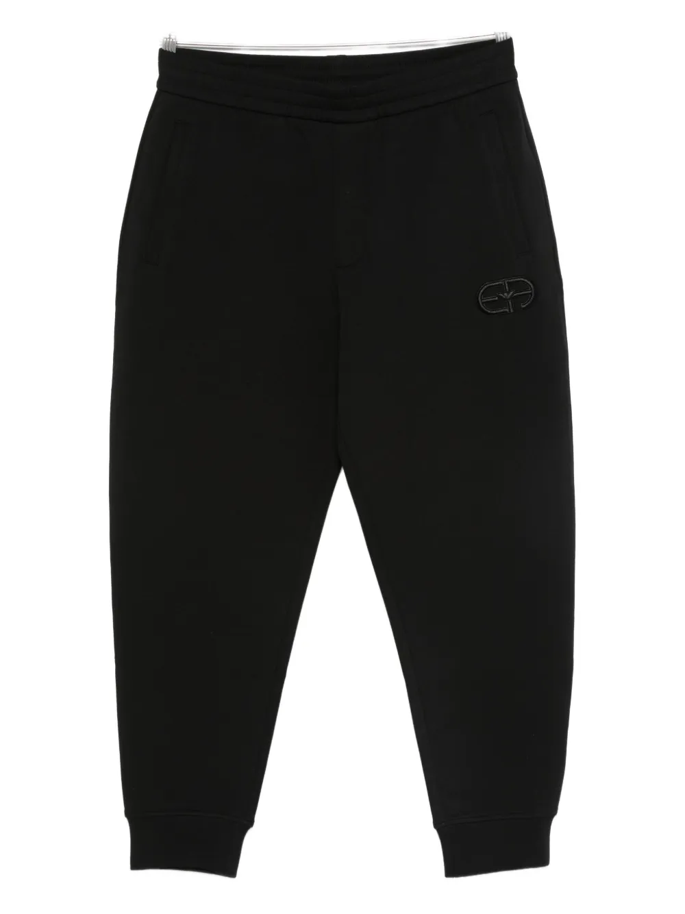 Emporio Armani Elastic Waistband Cotton Blend Sweatpants In Black