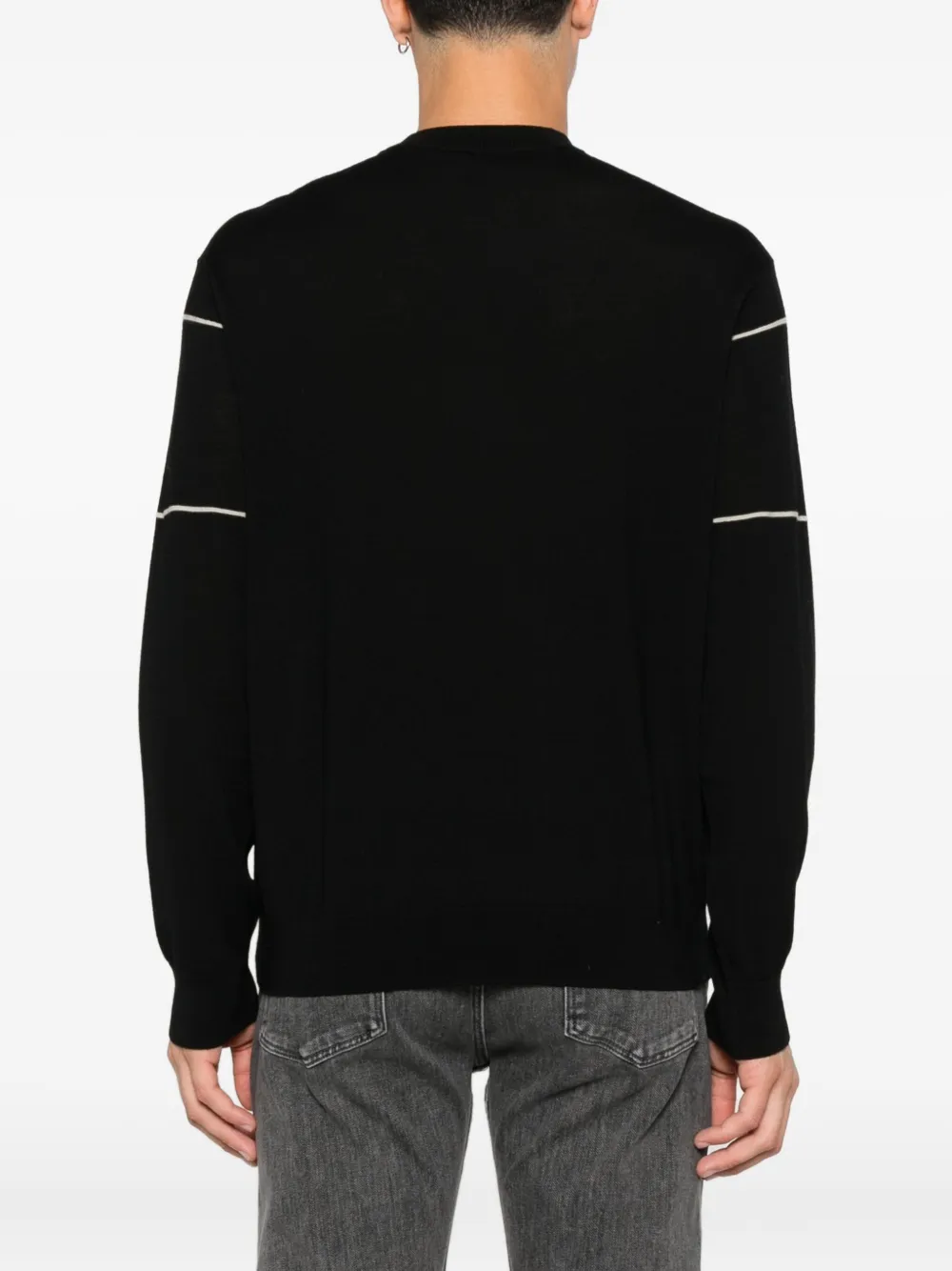 Emporio Armani Trui van scheerwol met streepdetail Zwart
