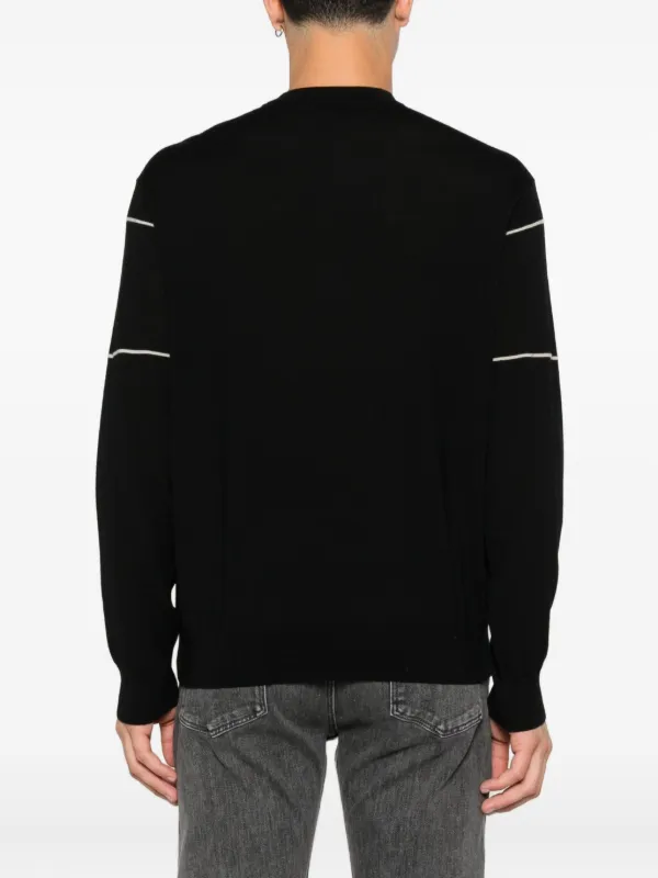 EMPORIO ARMANI ストライプニットセーター Emporio Armani ストライプディテール セーター | ブラック
