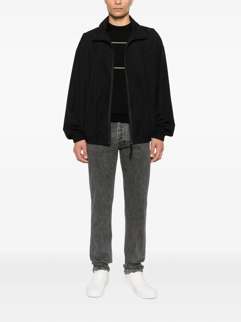 Emporio Armani Trui van scheerwol met streepdetail Zwart