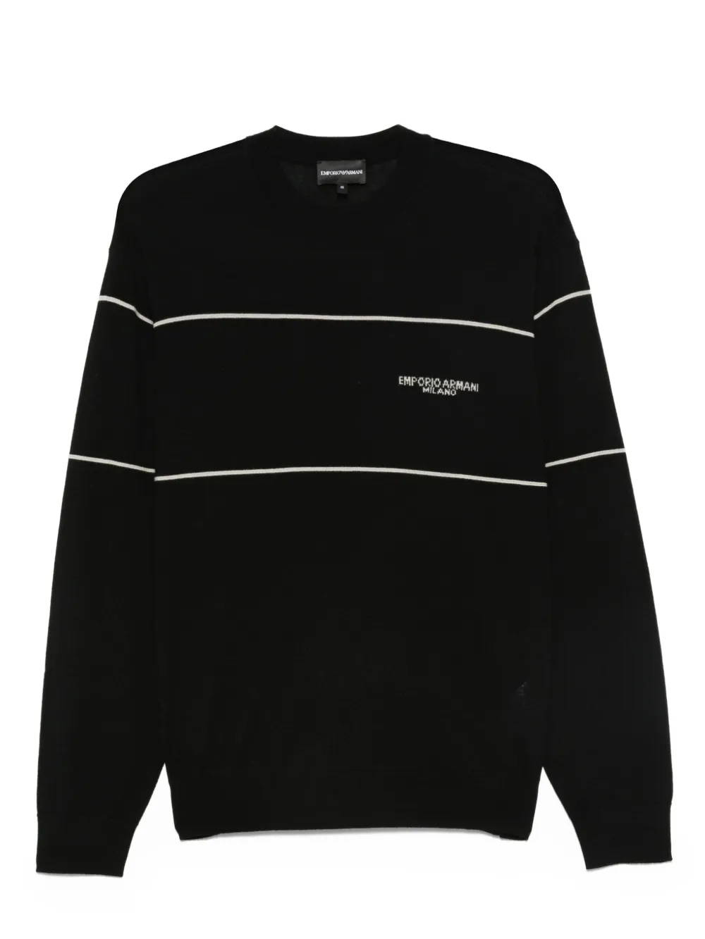 Emporio Armani stripe-detail virgin-wool sweater Zwart