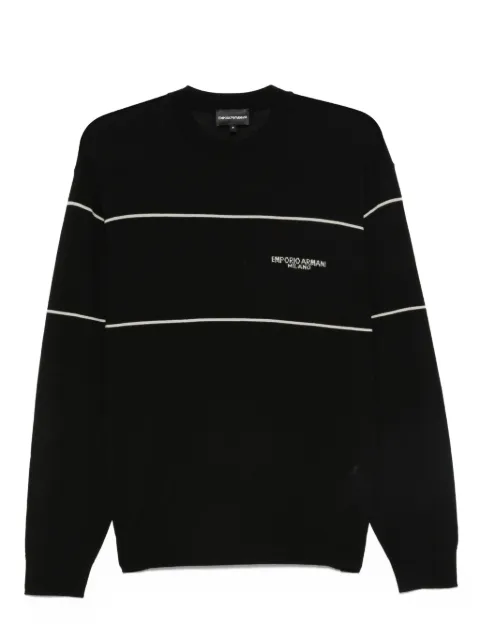 Emporio Armani stripe-detail virgin-wool sweater