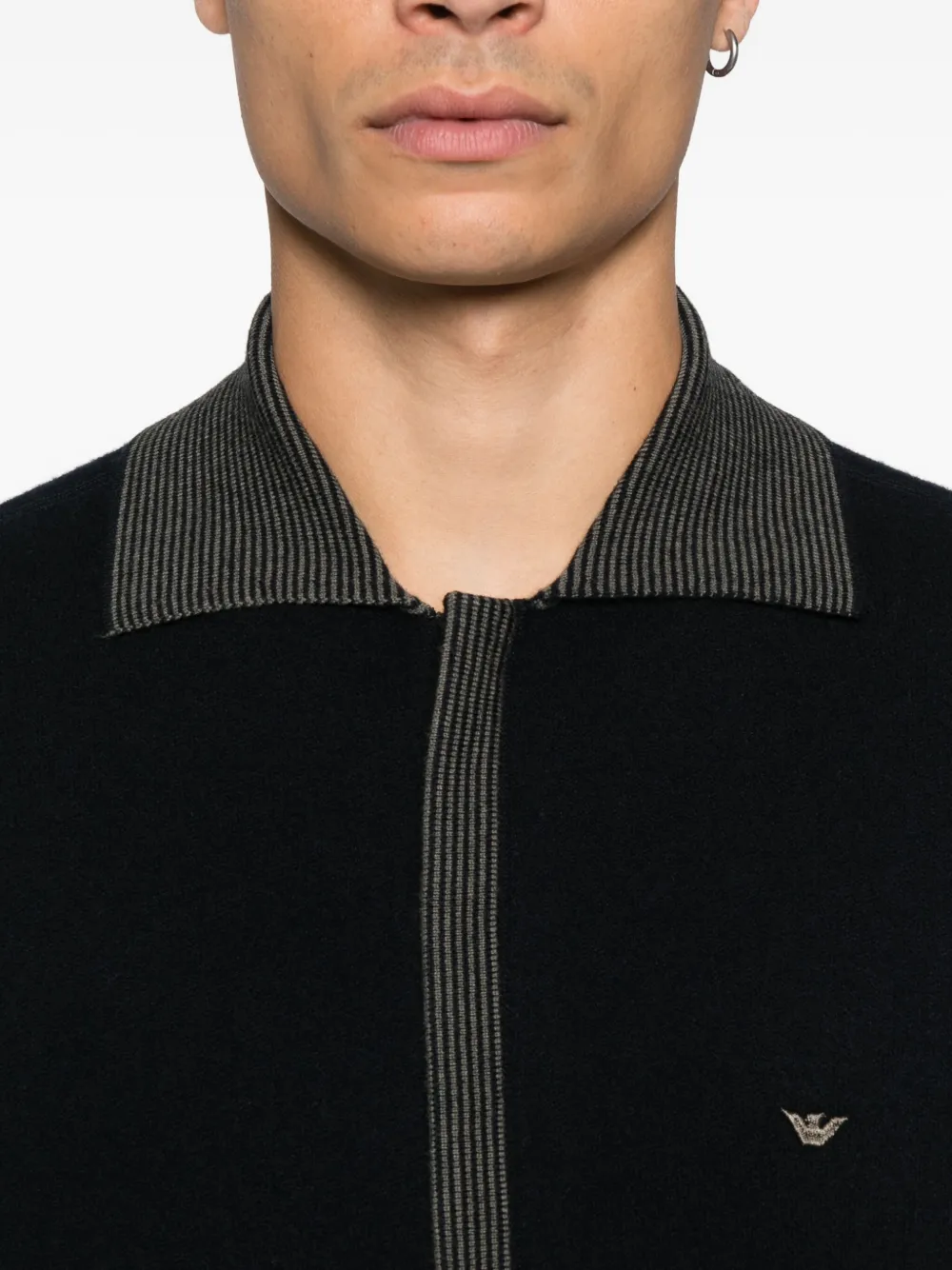 Emporio Armani Vest met rits en geribbelde afwerking Blauw