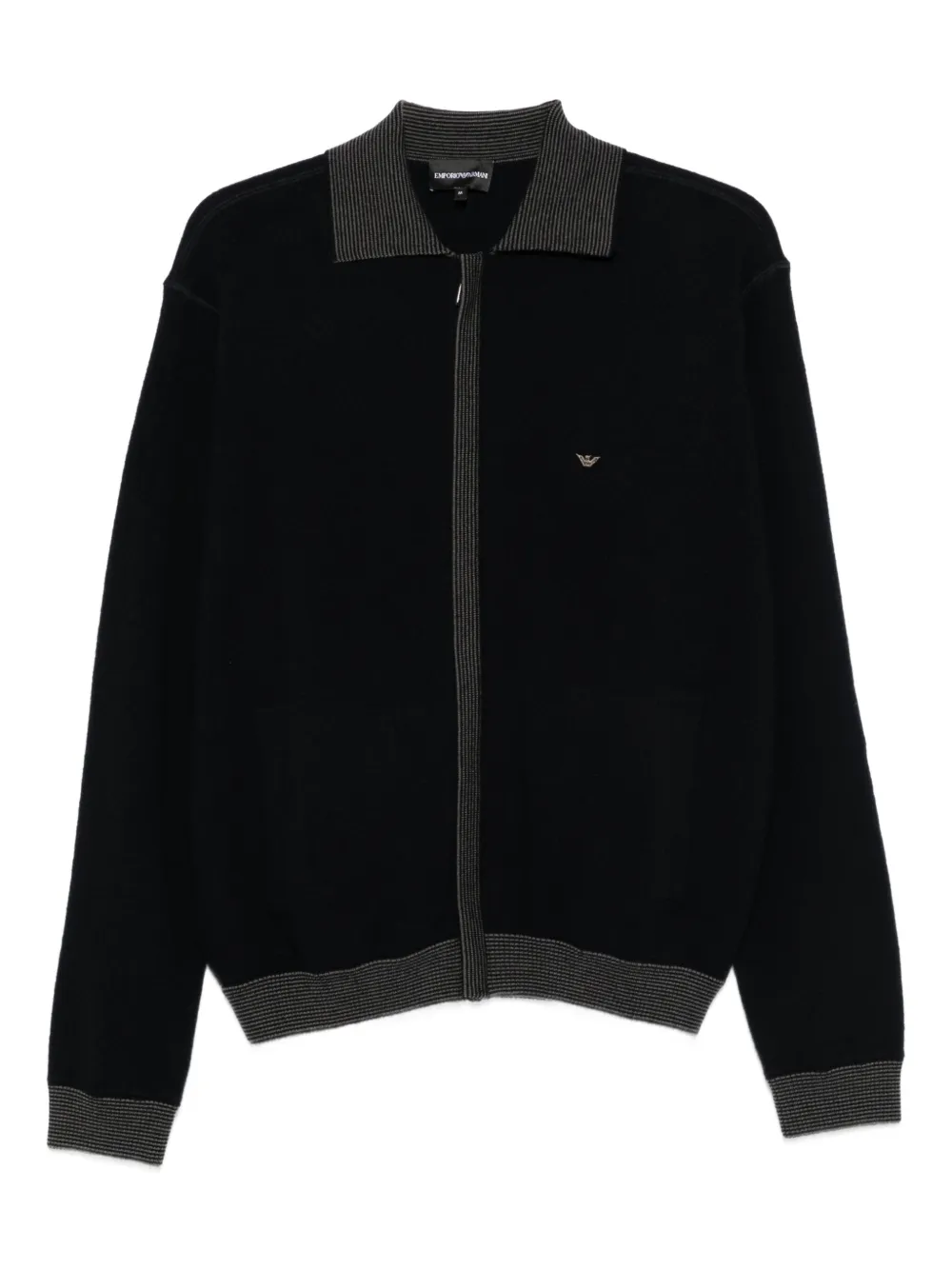 Emporio Armani Vest met rits en geribbelde afwerking Blauw
