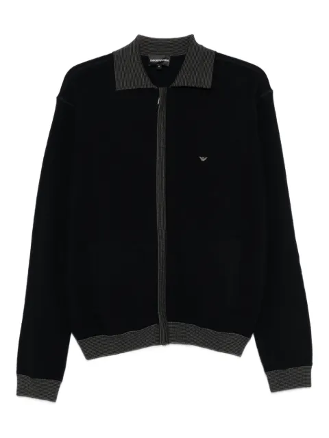 Emporio Armani ribbed-trimmed zip-up cardigan