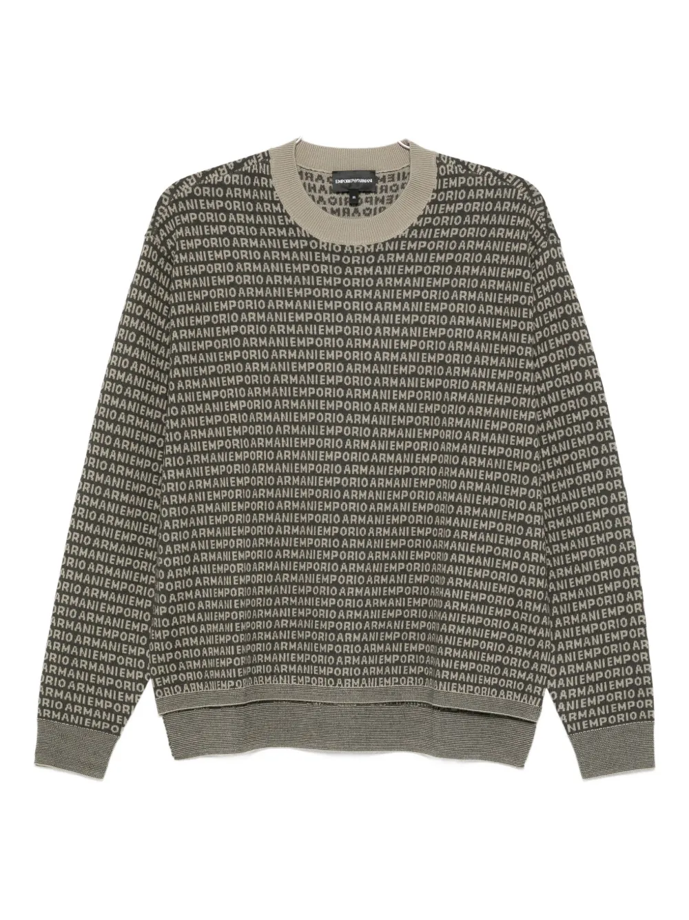 Emporio Armani logo-print wool sweater Groen
