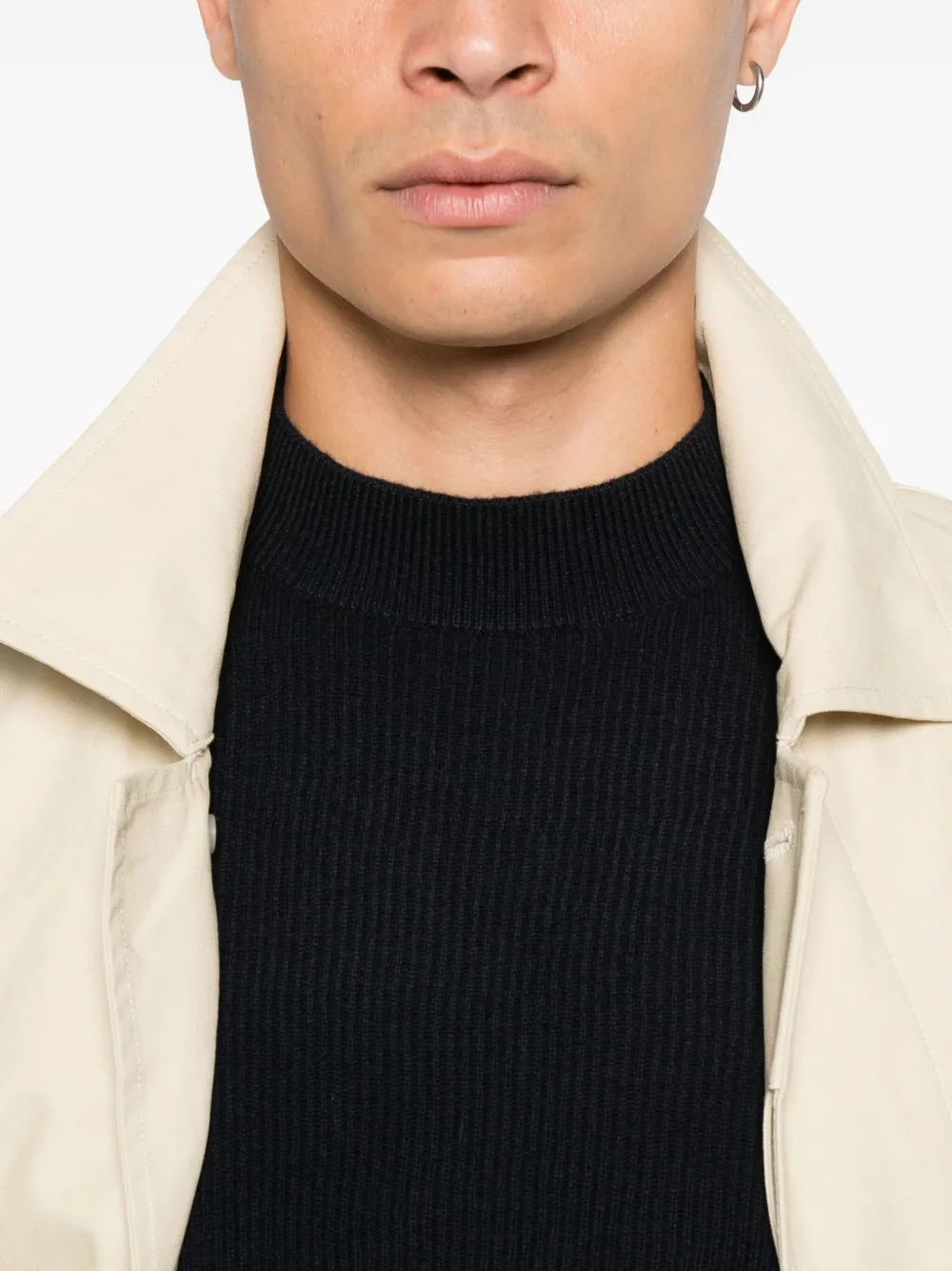 Emporio Armani Trui van kasjmier-wolblend met ronde hals Blauw