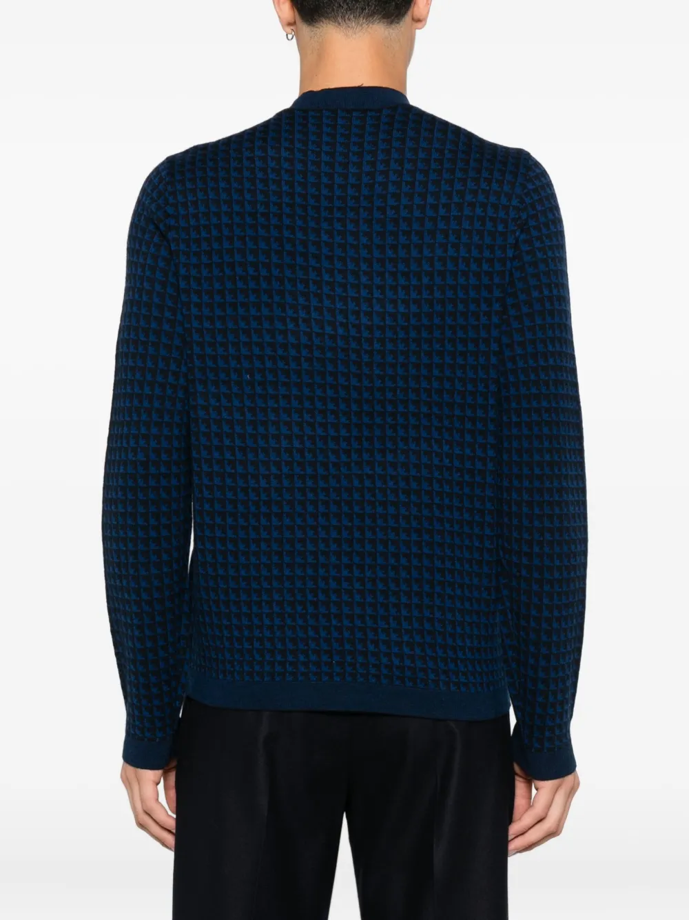 Emporio Armani Wollen trui met pied-de-poule print Blauw