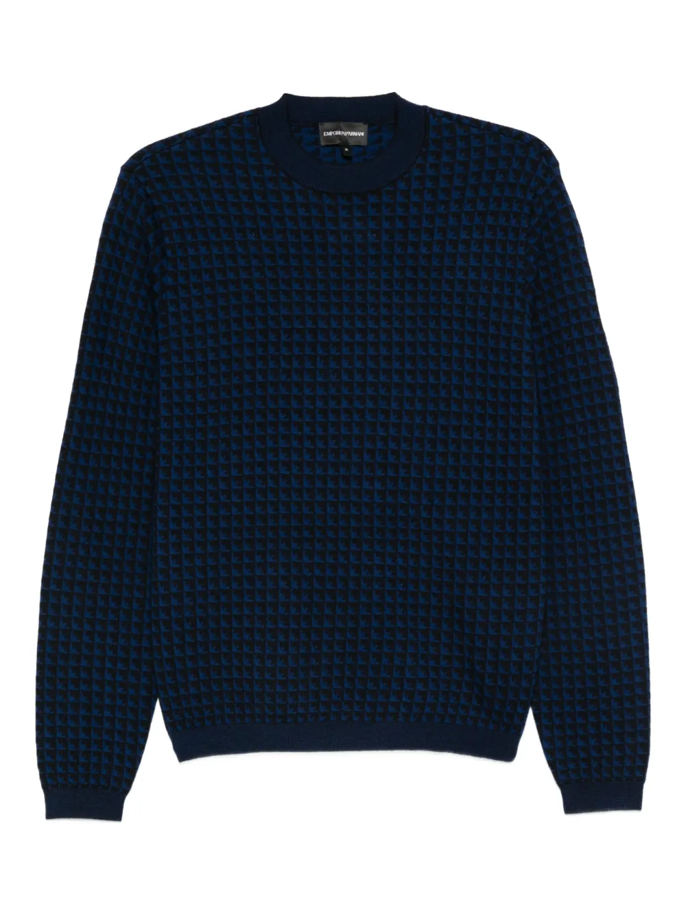 Emporio Armani houndstooth wool sweater Blauw