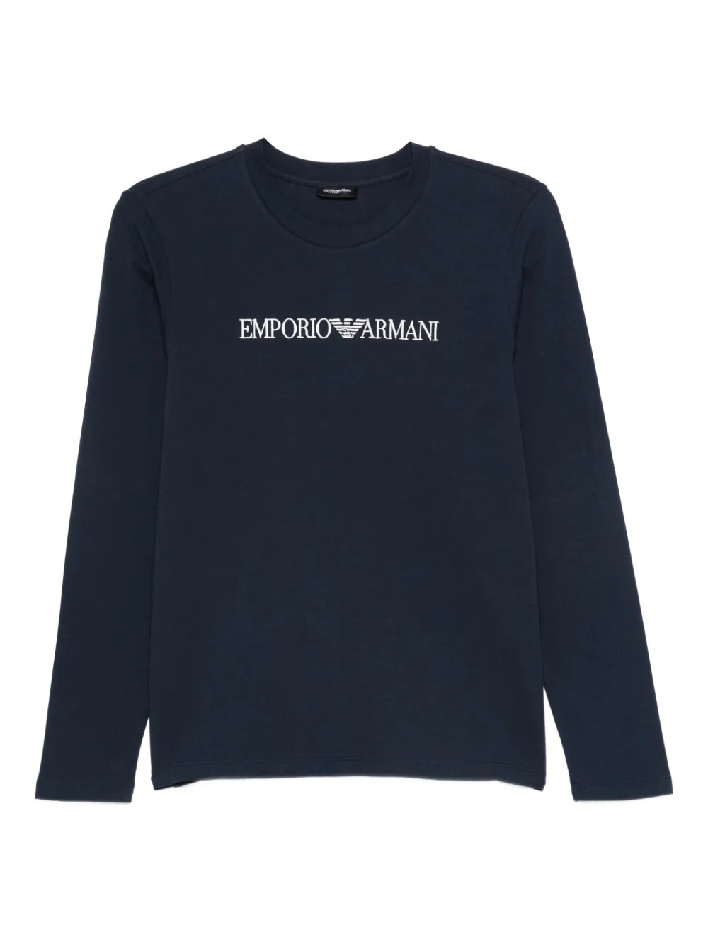 Emporio Armani logo-embroidered long-sleeve top | Blue | Image 1