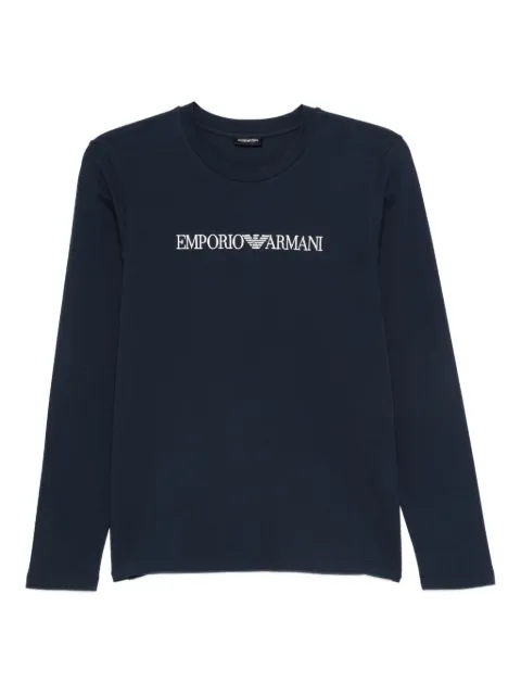 Emporio Armani logo-embroidered long-sleeve top
