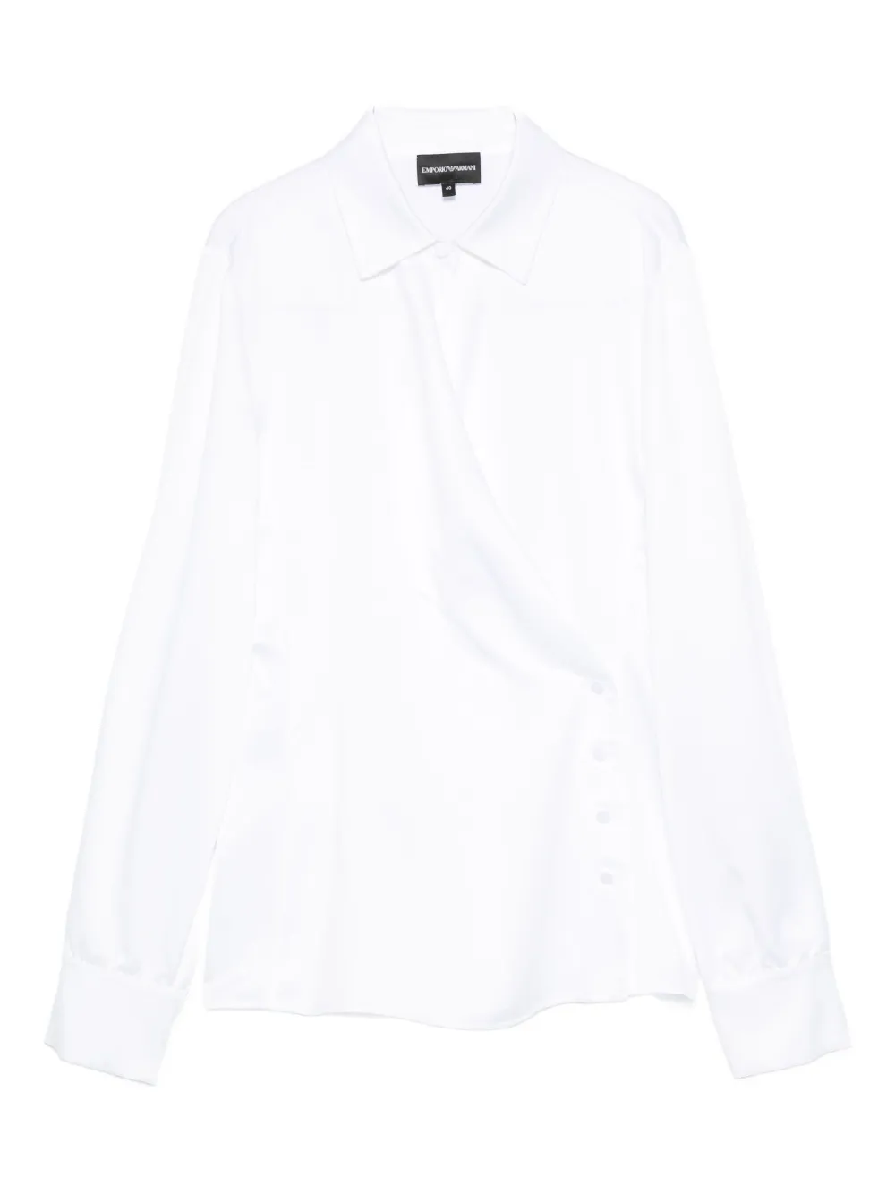 Emporio Armani wrap-front button-detail blouse - ホワイト Emporio Armani wrap-front button-detail blouse - ホワイト
