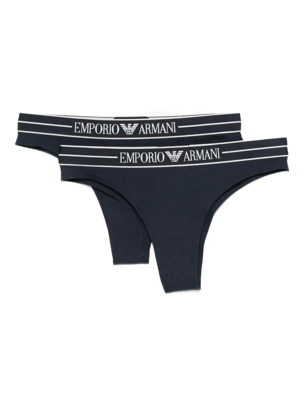 Emporio Armani Logo-embellishment Thong (pack Of Two) In Blue