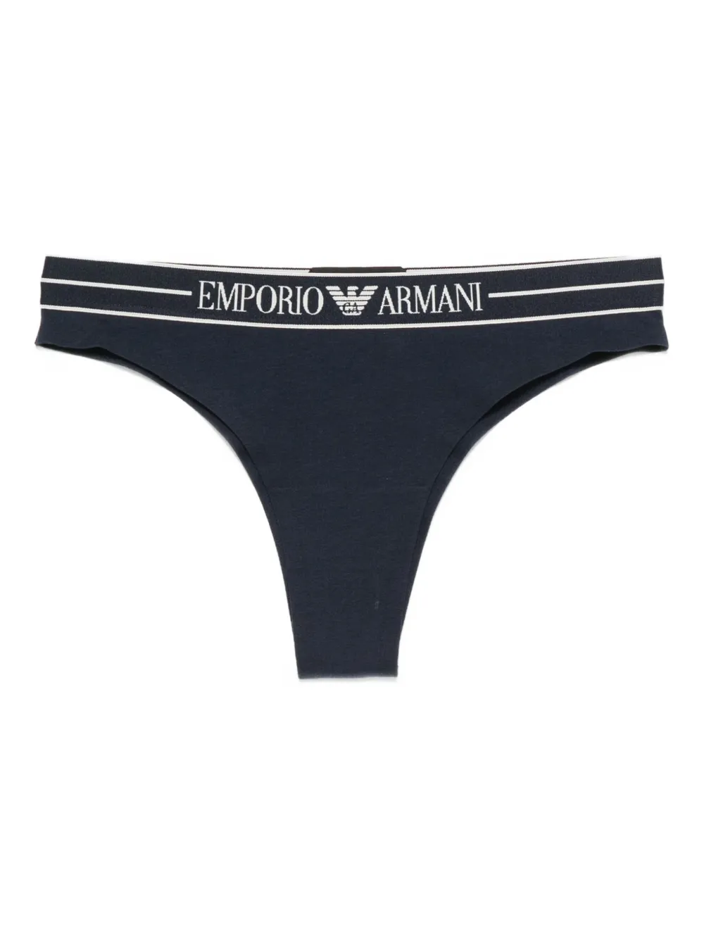 Emporio Armani Elastic Waistband Two-pack Brazilian Briefs In Blue