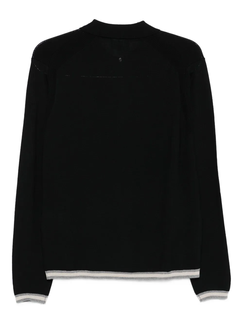 Emporio Armani Wollen poloshirt met halve rits Zwart