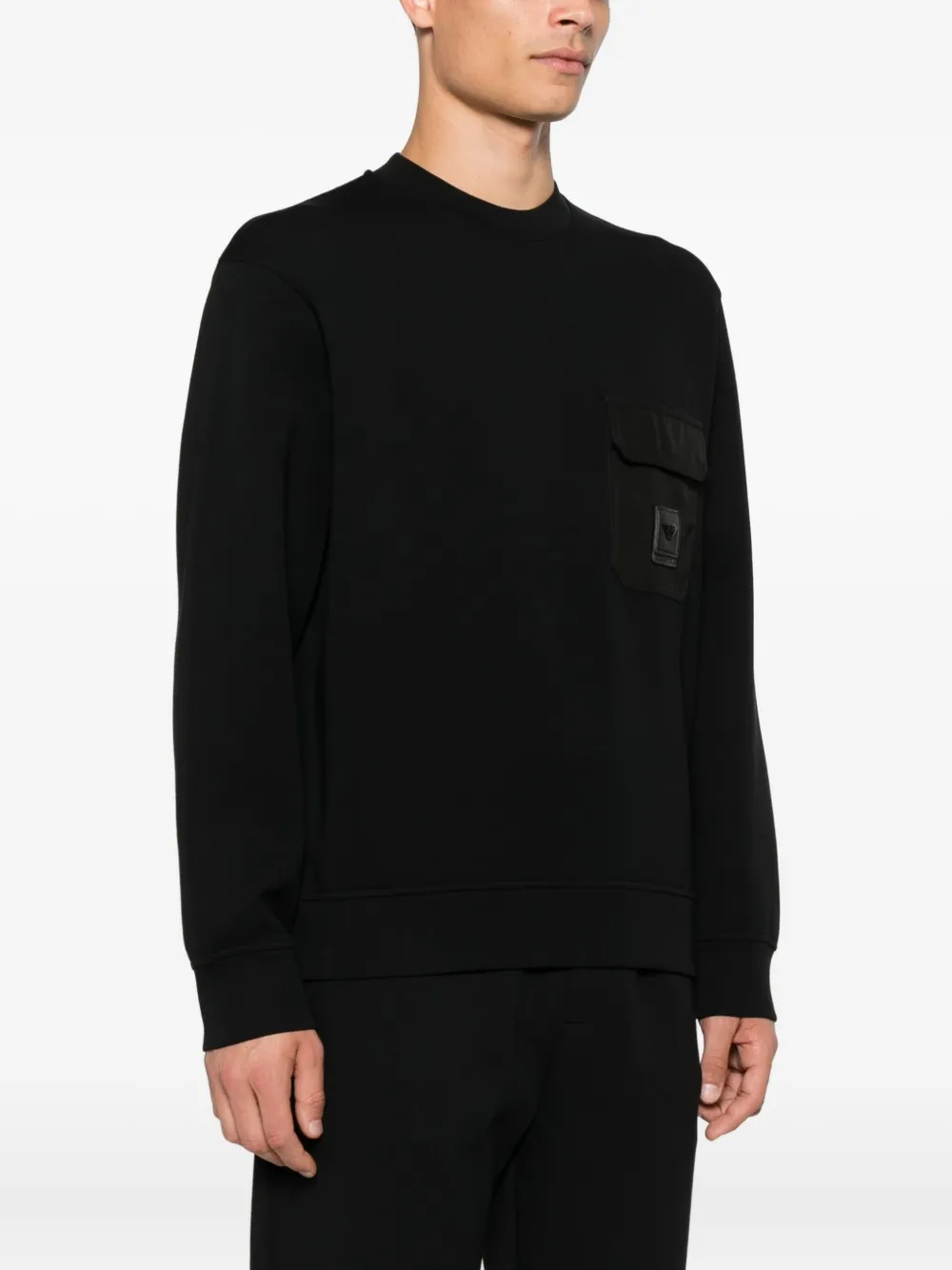 Emporio Armani Sweater met opgestikte zak en ronde hals Zwart