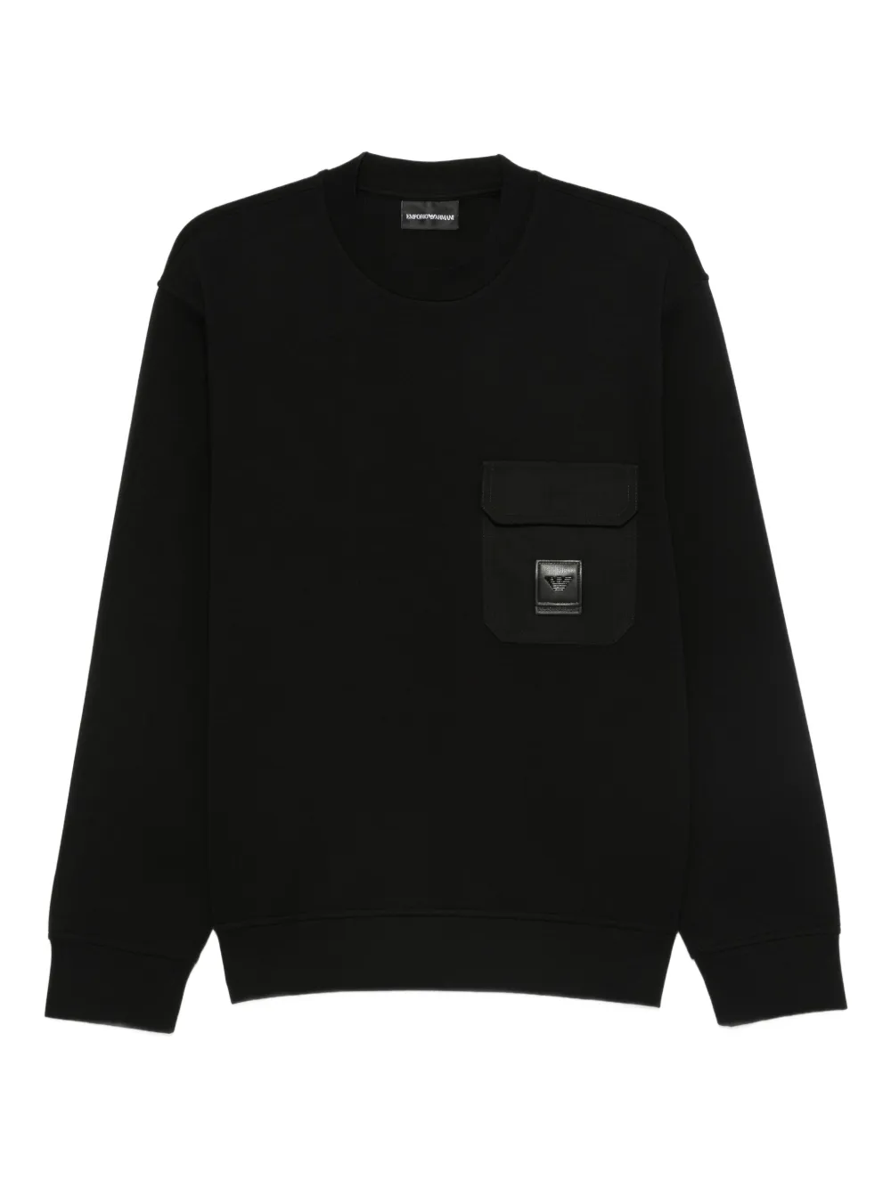 Emporio Armani Sweater met opgestikte zak en ronde hals Zwart