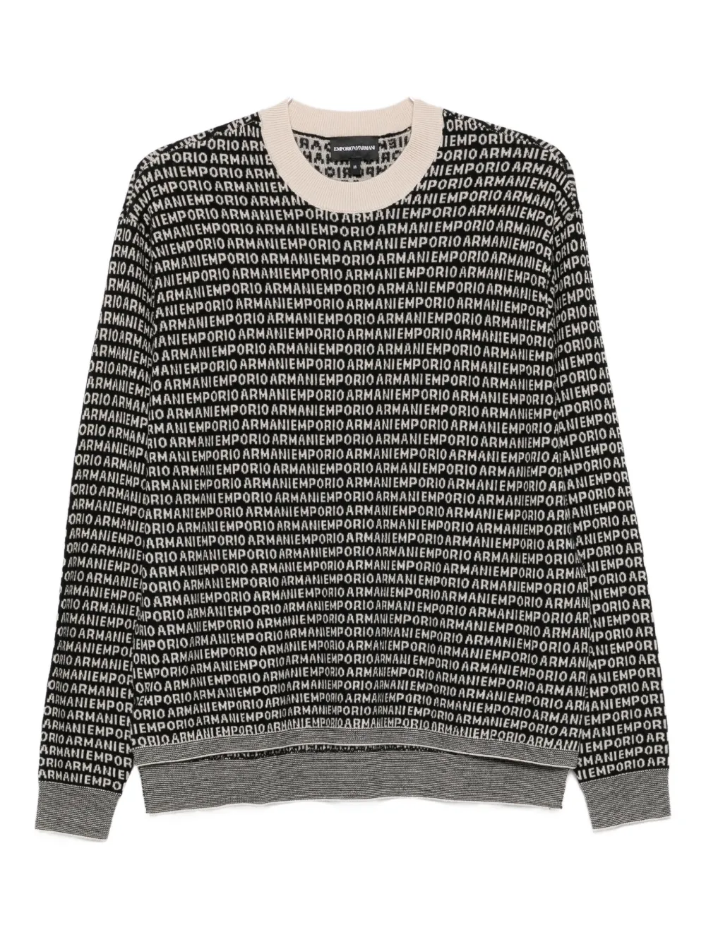Emporio Armani logo-print wool sweater Zwart