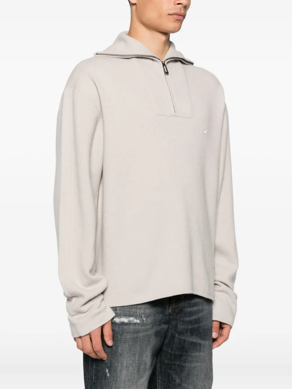 Emporio Armani half-zip wool sweater Grijs