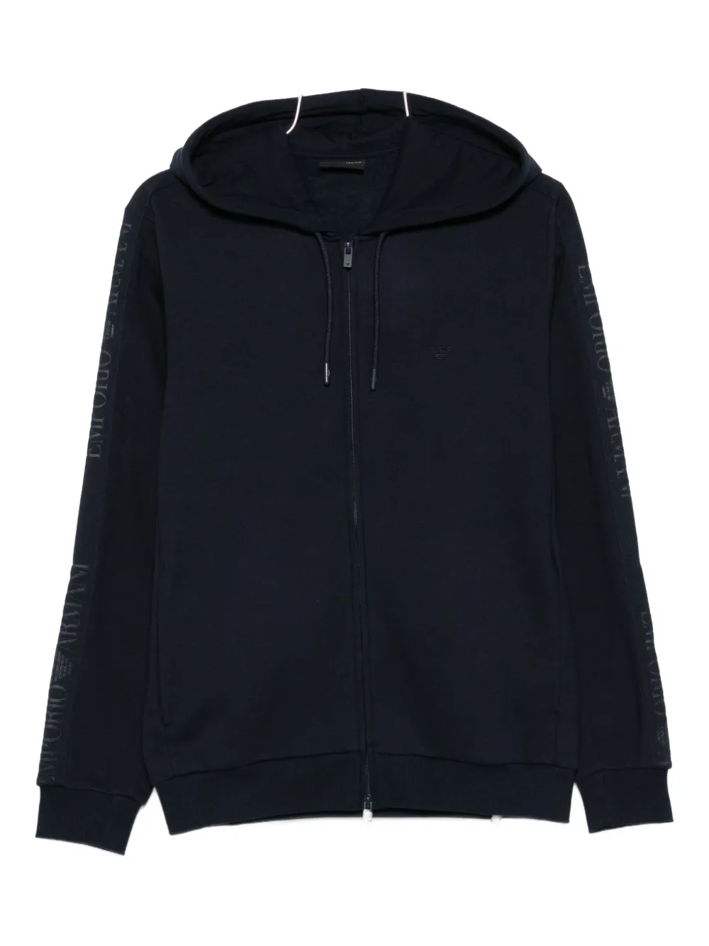 Emporio Armani Logo-detail Hooded Zip-up Sweatshirt In Blue