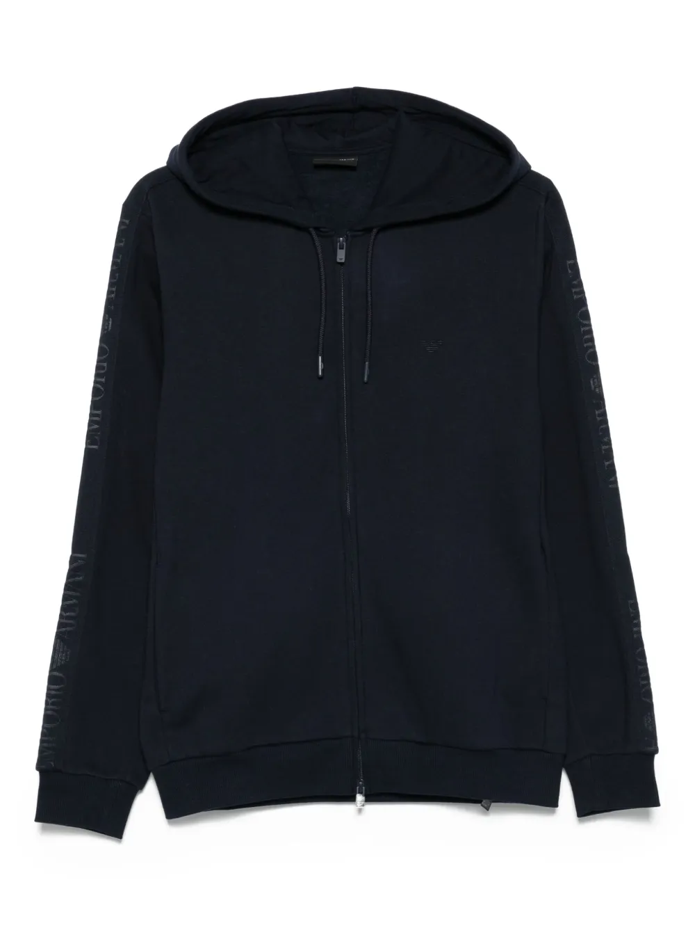 Emporio Armani logo-detail hooded zip-up sweatshirt Blauw