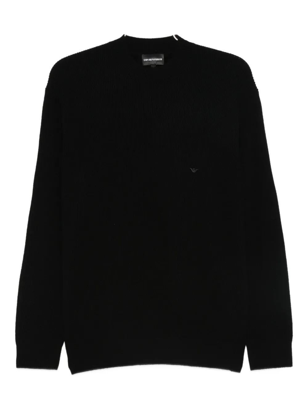 Emporio Armani Ribbed Crew-neck Sweater In Black