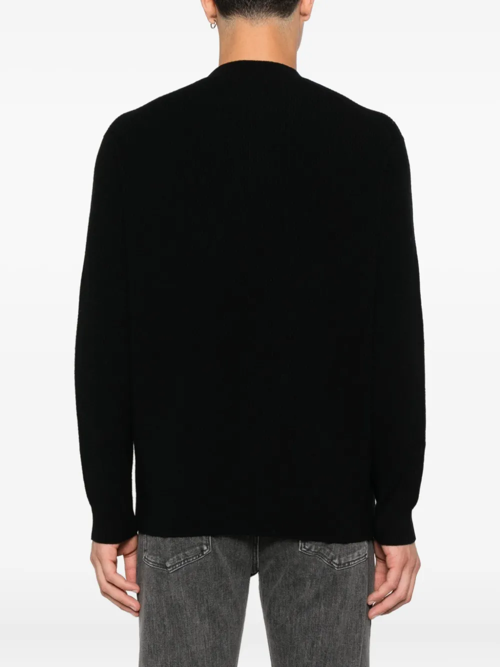 Emporio Armani Geribbelde sweater met ronde hals Zwart
