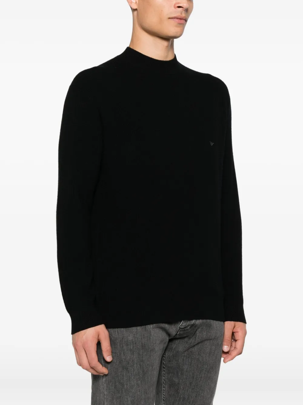 Emporio Armani Geribbelde sweater met ronde hals Zwart