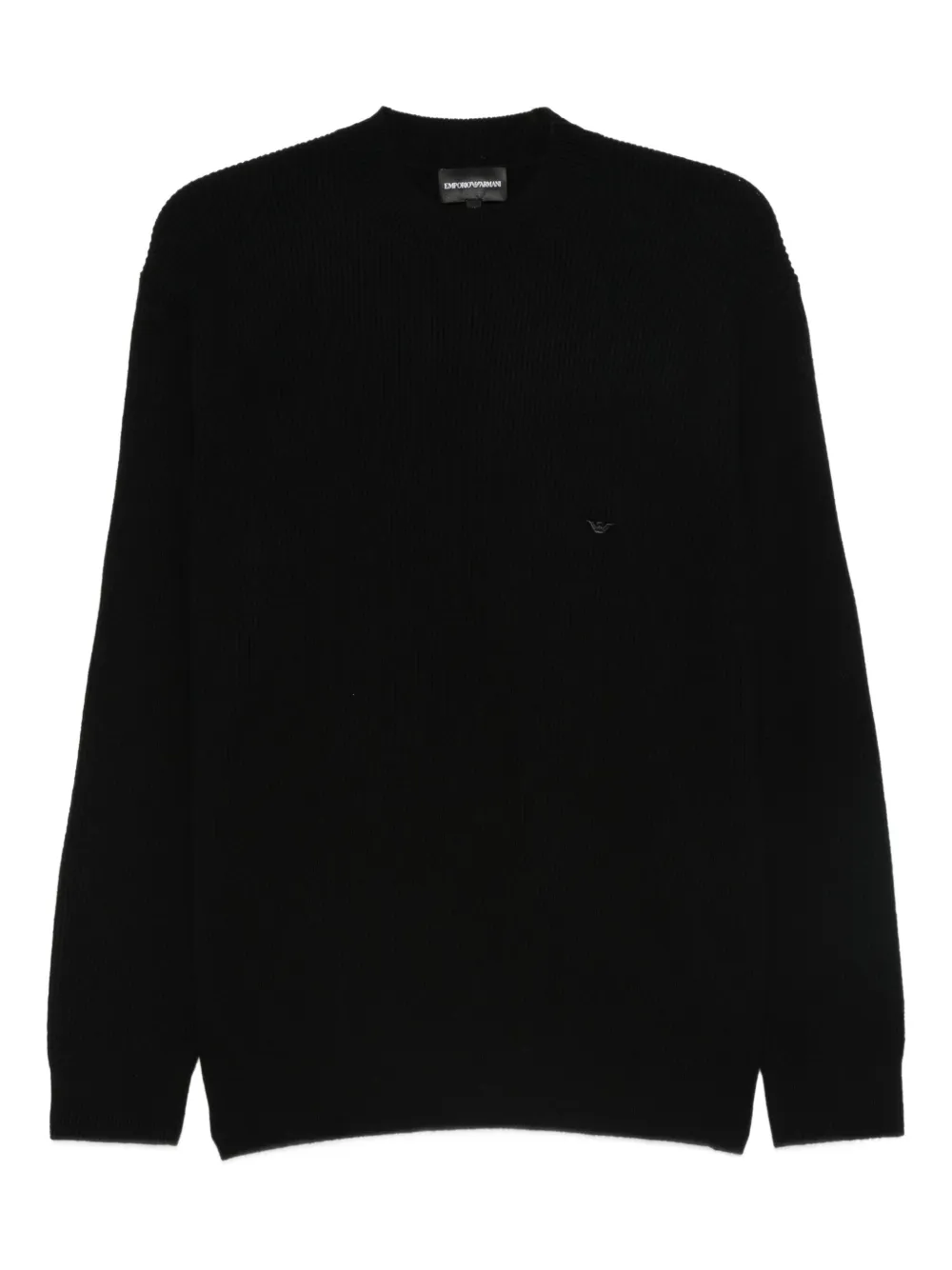 Emporio Armani ribbed crew-neck sweater - ブラック Emporio Armani ribbed crew-neck sweater - ブラック