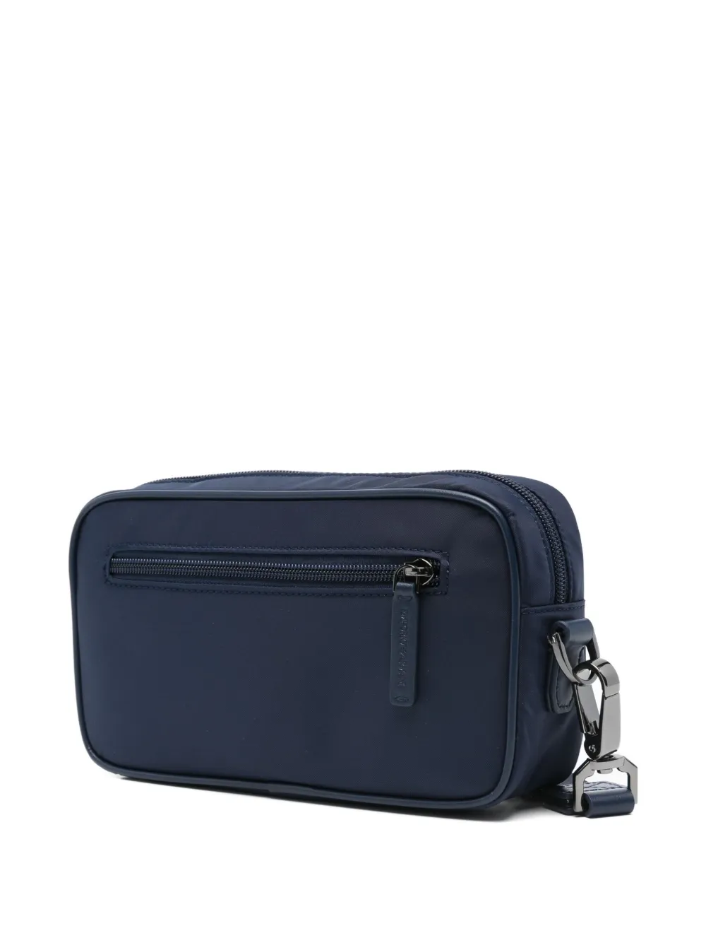 Emporio Armani logo-plaque zip wash bag Blauw